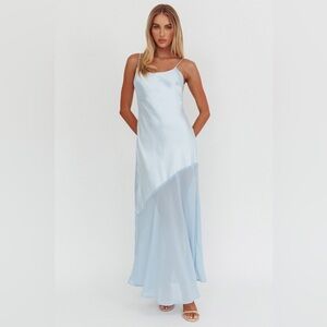 Gilded Dream Chiffon Hem Maxi Dress Baby Blue